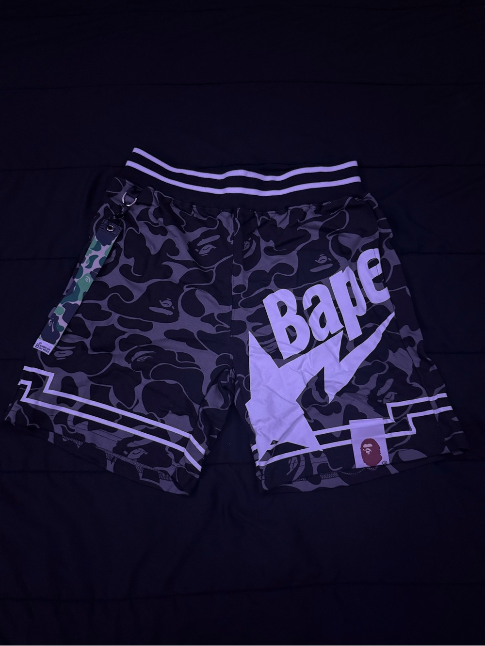 Bape Black & Gray Camo Athletic Shorts